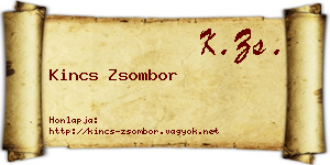 Kincs Zsombor névjegykártya